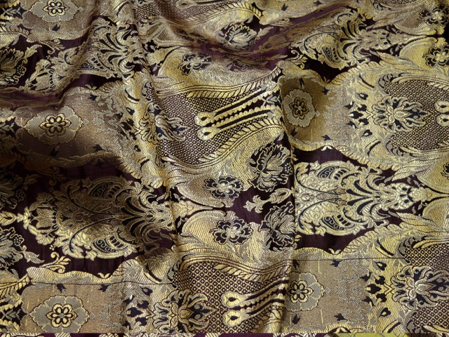 Wine Brocade By The Yard Banarasi Silk Wedding western Dress Crafting Sewing Cushion Cover Home Décor Costume home furnishing fashion blogger boutique material Fabric
