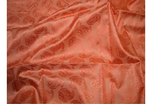 Peach crafting sewing wedding dress fabric jacquard silk by the yard banarasi fabric Indian home décor cushion covers bridesmaid lehenga making brocade