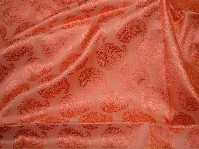 Peach crafting sewing wedding dress fabric jacquard silk by the yard banarasi fabric Indian home décor cushion covers bridesmaid lehenga making brocade