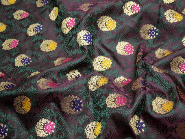 Burgundy crafting sewing jacquard fabric skirts Indian benarse brocade by the yard wedding dress bridesmaid lehenga costumes jackets coat silk fabric