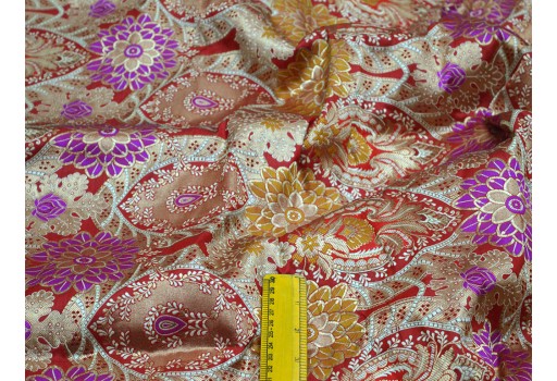 Banaras Silk Red Brocade By The Yard Wedding Fabric Dress Material Lengha festive wear Crafting Sewing Costumes clothing accessories