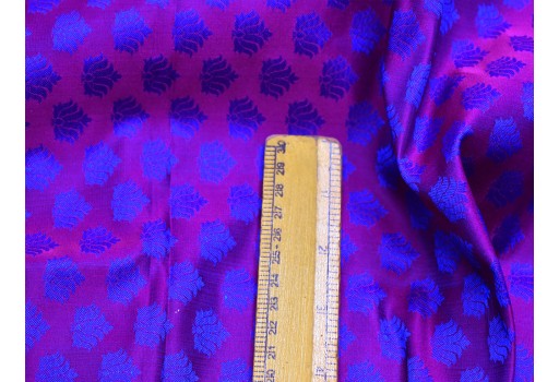 Blue jacquard Indian brocade sewing crafting table runner dresses home decor by the yard fabric bridesmaid wedding lehenga jackets banaras blended silk