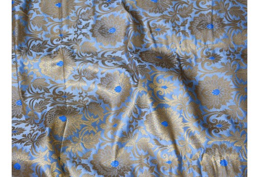 Bridesmaid Dresses Fabric Sold By The Yard Home Decor Wedding Lehenga Making Sewing Crafting Jackets Blue Gold Sherwani Skirts Table Runner Blended Banaras Brocade