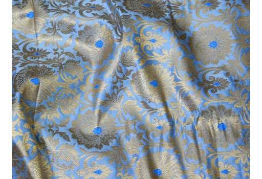Bridesmaid Dresses Fabric Sold By The Yard Home Decor Wedding Lehenga Making Sewing Crafting Jackets Blue Gold Sherwani Skirts Table Runner Blended Banaras Brocade
