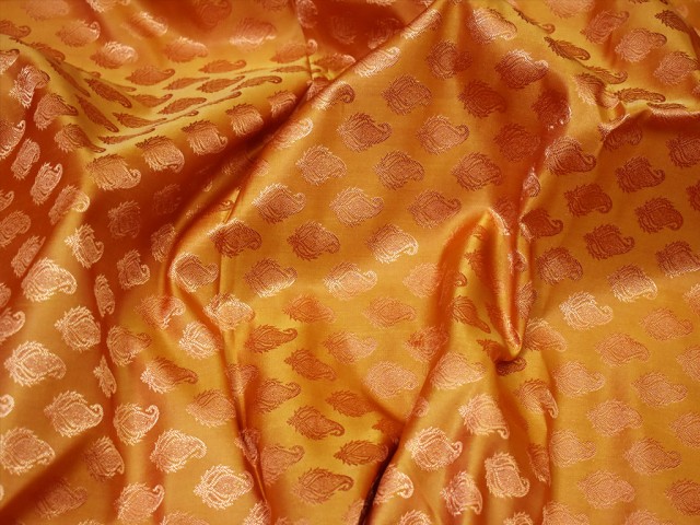Mustard yellow fabric wedding dresses lehenga brocade by the yard fabric home furnishing boutique material brocade Indian sewing crafting cushion covers table runner blended silk fabric