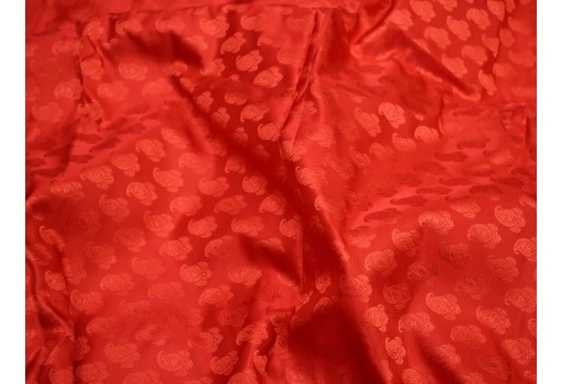 Banarasi bridesmaid red Indian jacquard fabric wedding lehenga brocade by the yard fabric sewing crafting cushion covers skirts ties vest coat floral dress making brocade