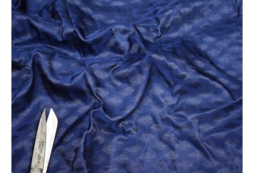 Wedding lehenga making navy blue sewing jacquard fabric blended banarasi brocade bridesmaid dresses by the yard fabric crafting cushion covers sherwani vest coat dresses brocade