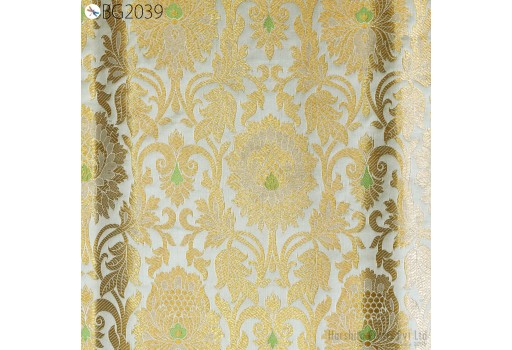 Pistachio Gold Brocade Sold By The Yard Fabric Boutique Material Craft Supplies Wedding Lehenga Blouses Sherwani Clothing Accessories Cushion Covers Traditional Fabric