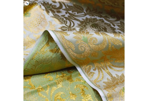 Pistachio Gold Brocade Sold By The Yard Fabric Boutique Material Craft Supplies Wedding Lehenga Blouses Sherwani Clothing Accessories Cushion Covers Traditional Fabric