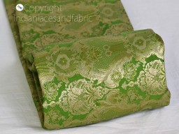Indian green brocade fabric by the yard banarasi wedding bridal dress boutique material lehenga costume sewing crafting clothing accessories home décor table runners making fabric