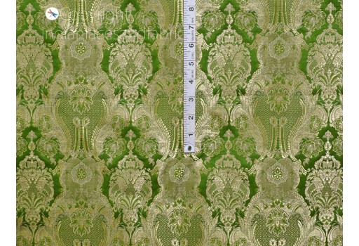 Indian green brocade fabric by the yard banarasi wedding bridal dress boutique material lehenga costume sewing crafting clothing accessories home décor table runners making fabric