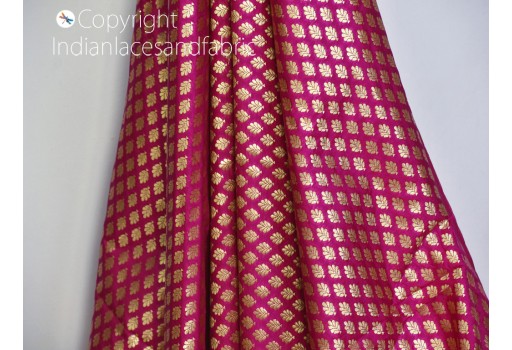 Indian magenta brocade fabric by the yard party wear gown banarasi crafting costume sofa cover blouses boutique material table runner home décor furnishing bridesmaid lehenga fabric