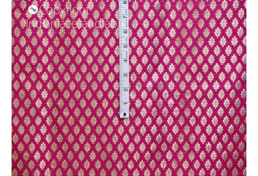 Indian magenta brocade fabric by the yard party wear gown banarasi crafting costume sofa cover blouses boutique material table runner home décor furnishing bridesmaid lehenga fabric