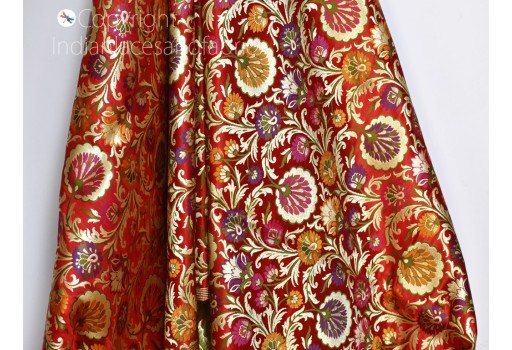 Bunt Orange Bridesmaid gown brocade fabric by the yard banarasi bridal party dresses home décor upholstery drapery jacket sewing accessories lehenga sofa cover crafting making fabric