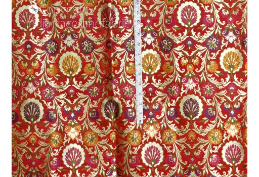 Bunt Orange Bridesmaid gown brocade fabric by the yard banarasi bridal party dresses home décor upholstery drapery jacket sewing accessories lehenga sofa cover crafting making fabric