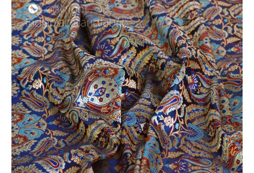 Bridesmaid navy blue brocade fabric by yard banarasi Indian festival wear dresses silk crafting sewing costume lehenga drapery blouses curtains clutches skits making fabric