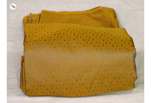 Indian mustard yellow jacquard fabric by the yard brocade bridesmaid wedding dress material crafting sewing silk curtains duvet cover table runner home décor kids dresses lampshade fabric