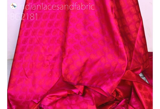 Indian red jacquard fabric by the yard silk wedding dresses curtains making valance drapes diy crafting sewing home décor cushion covers floral design upholstery fabric