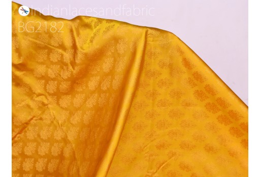 Indian yellow jacquard brocade wedding dresses fabric by the yard crafting sewing bridesmaid costumes skirts valances drapes floral drapery curtains lehenga kids frock boho dress making fabric