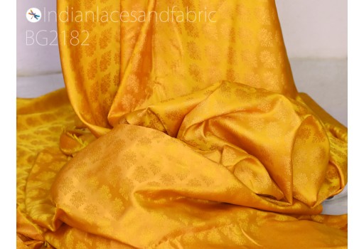 Indian yellow jacquard brocade wedding dresses fabric by the yard crafting sewing bridesmaid costumes skirts valances drapes floral drapery curtains lehenga kids frock boho dress making fabric