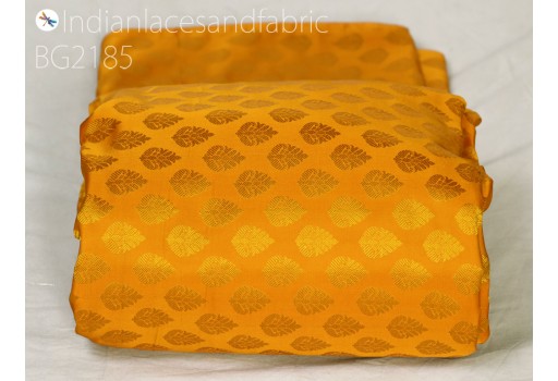 Yellow Indian floral jacquard brocade wedding dress fabric by yard crafting sewing bridesmaid costume skirts valances drapes floral home furnishing table runner cushion cover fabric