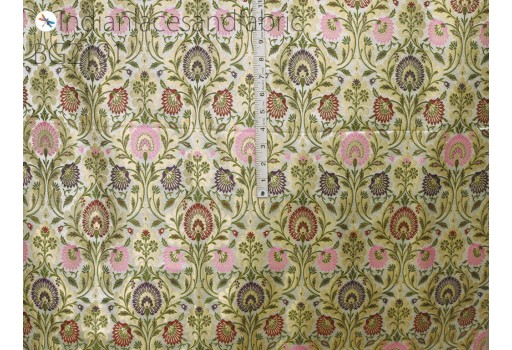 Indian Ivory banarasi silk brocade by the yard wedding dress jacket costume material sewing crafting blouses curtain upholstery furnishing home décor table runner cushion cover