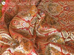 Indian red silk brocade fabric by the yard banarasi wedding dresses lehenga material sewing table runner crafting home decor curtains upholstery hair crafts table runner bridal costume