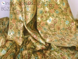 Indian dark beige brocade silk fabric by yard banarasi bridal wedding dresses material craft sewing home décor upholstery drapery cushions cover table runner bridal lehenga blouses