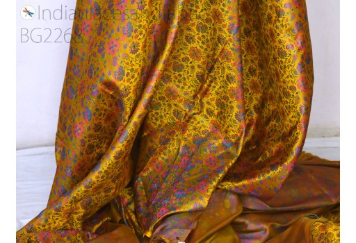 Indian mustard yellow jacquard fabric by the yard brocade bridal wedding dress material DIY sewing silk curtain valance duvet cover kids costume hair crafting home décor table runner