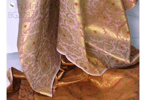  Indian salmon pink brocade by the yard wedding dress material skirts crafting home decor cushion covers table runner upholstery clutches costumes