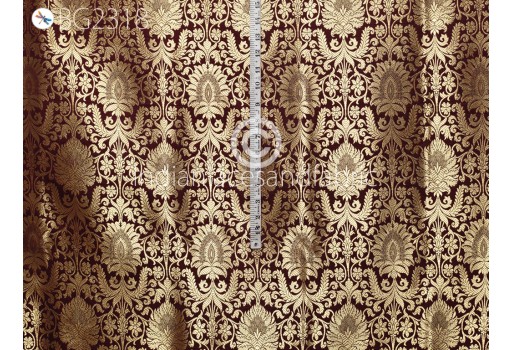 Indian Plum Brocade Fabric By The Yard Banarasi Blended Silk Wedding Dress Costumes Home Decor Table Runner Cushions Covers Sewing Accessories Kids Crafting Fabric