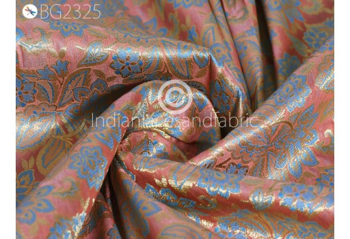 Indian Crafting Peachy Pink Brocade Fabric By The Yard Jacket Banarasi Fabric Blended Silk Dress Material Sewing Cushion Covers Home Décor Drapery Table Runner Fabric