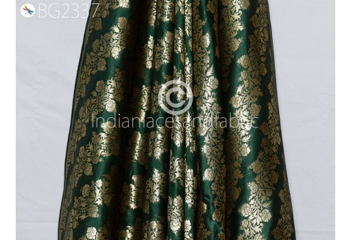 Indian Blended Green Brocade Fabric by the Yard Wedding Dress Jackets Banarasi Dresses Material Sewing Cushion Cover Home Décor DIY Crafting Clothing Accessories Fabric