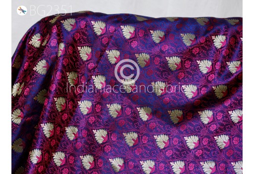 Indian Fuchsia Jacquard Fabric By The Yard Brocade Wedding Dress Material Blouses Saree DIY Crafting Sewing Silk Curtain Making Duvet Covers Clothing Fabric