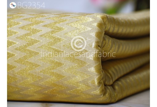 1.5 Meter Indian Beige Brocade Blended Silk Chevron Weaving Wedding Dress Sewing Accessories Costume Crafting Drapery Cushion Covers Fabric