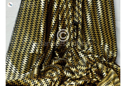 Indian Banarasi Black Brocade By The Yard Blended Silk Chevron Weaving Benarse Wedding Dress Sewing Costume Crafting Drapery Cushion Covers Home Décor Fabric