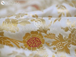 Indian Ivory Banarasi Brocade by the Yard Pure Katan Wedding Dress Costume Material Sewing Lehenga Blouses Skirt Men Vest Jacket Curtains Upholstery Fabric