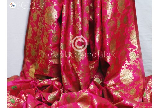 Indian Magenta Brocade by the Yard Pure Katan Banarasi Wedding Dress Costumes Material Sewing Bridal Lehenga Blouses Skirt Vest Jacket Curtain Upholstery Fabric