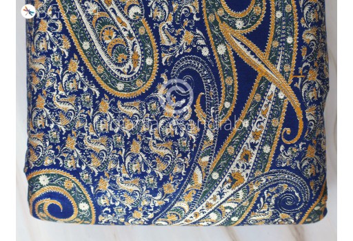 Blue Brocade by the Yard Banarasi Wedding Dresses Material Sewing Lehenga Skirt Men Vests Jackets Costumes Curtain Upholstery Crafts Home Furnishing Fabric