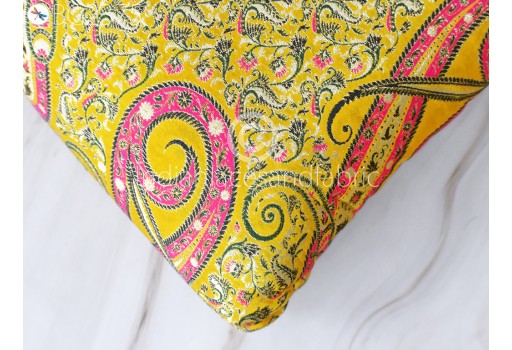 Indian Yellow Brocade by the Yard Banarasi Wedding Dresses Material Sewing Lehenga Skirt Men Vests Jackets Costumes Curtain Upholstery Hair Crafts Outdoor Fabric