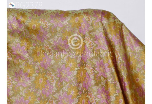 Indian Green Jacquard Dress Material Brocade Bridal Wedding Dress Fabric By The Yard DIY Crafting Sewing Silk Curtains Making Duvet Covers Home Décor Furnishing