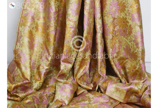 Indian Green Jacquard Dress Material Brocade Bridal Wedding Dress Fabric By The Yard DIY Crafting Sewing Silk Curtains Making Duvet Covers Home Décor Furnishing