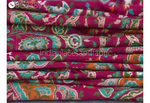 Mulberry Brocade by the Yard Banarasi Indian Wedding Dress Material Crafting Sewing Lehenga Skirt Men Jacket Costumes Curtains Upholstery Home Décor Cushions