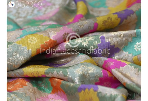 Multicolor Wedding Dresses Brocade by the yard Indian Banarasi Sewing Boutique Material Costumes DIY Crafting Draperies Cushions Pillowcases Skirts Bridal Dresses