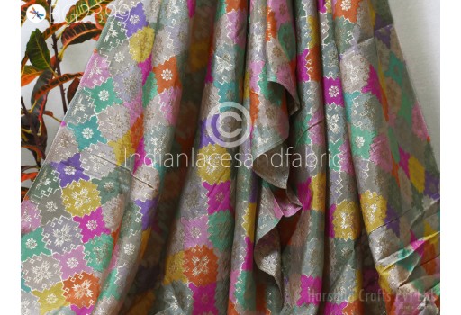 Multicolor Wedding Dresses Brocade by the yard Indian Banarasi Sewing Boutique Material Costumes DIY Crafting Draperies Cushions Pillowcases Skirts Bridal Dresses