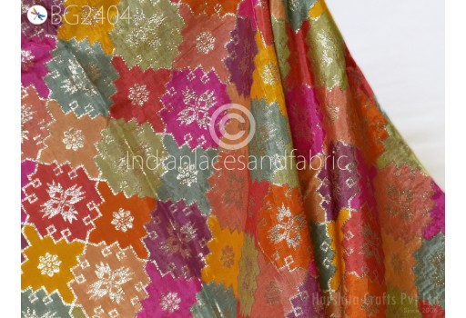 1.5 Meter Indian Multicolor Wedding Dresses Brocade Banarasi Sewing Boutique Material Costumes DIY Crafting Draperies Cushions Pillowcases Bridal Skirts
