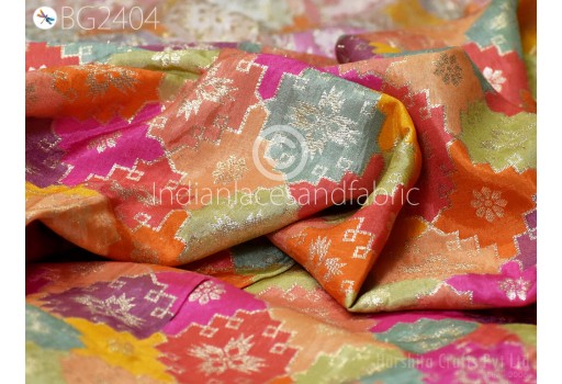1.5 Meter Indian Multicolor Wedding Dresses Brocade Banarasi Sewing Boutique Material Costumes DIY Crafting Draperies Cushions Pillowcases Bridal Skirts