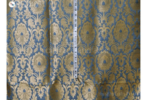 Bridal Costumes Material Grey Brocade by the Yard Indian Gold Banarasi Dress for Wedding Dresses Sewing Crafting Curtains Home Décor Fabric