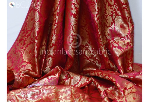 Banarasi Wedding Dress material Brocade by the Yard Indian Fabric Wedding Dresses Bridal Blouses Costumes Sewing Crafting Curtains Blended Silk