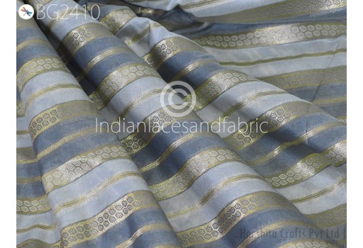 Bridal Costumes Grey Brocade by the Yard Diagonal Stripes Indian Wedding Dress Blouse Sewing Costumes Crafting Table Runner Fabric